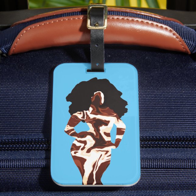 Black Woman Luggage Tag med fet grafik Bagagebricka (Framsida Insitu 2)