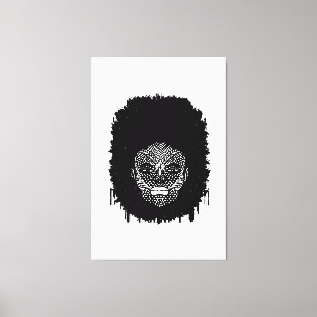 Black Woman med African Tribal Ansikte Markings Canvastryck (Framsida)