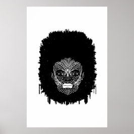 Black Woman med African Tribal Ansikte Markings Poster