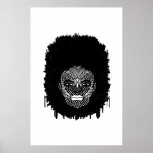 Black Woman med African Tribal Ansikte Markings Poster