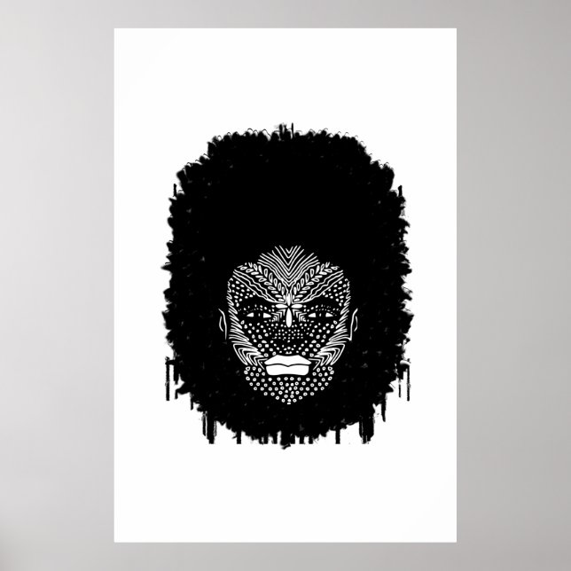 Black Woman med African Tribal Ansikte Markings Poster (Framsidan)