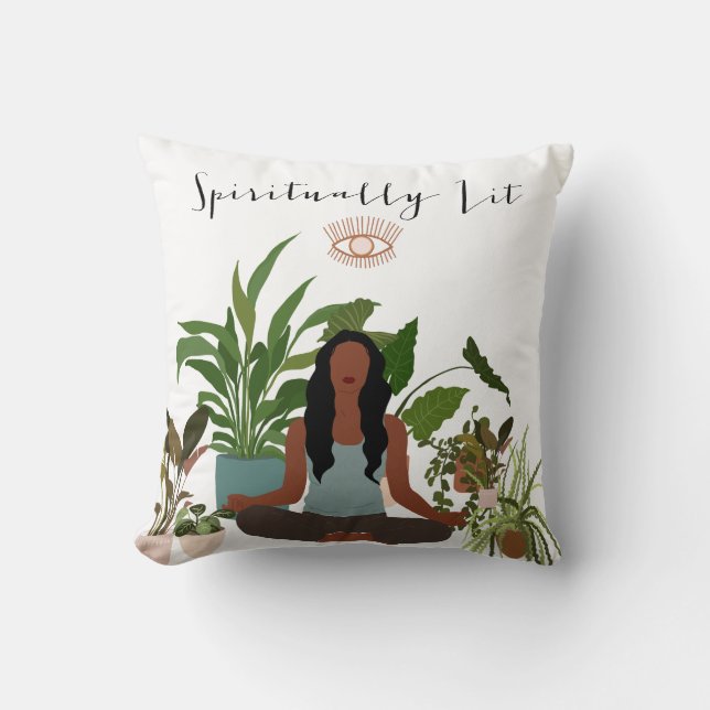Black Woman Meditating Dekorativ kudde (Framsida)