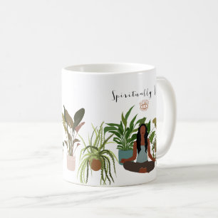 Black Woman Meditating Houseplantor Kaffemugg