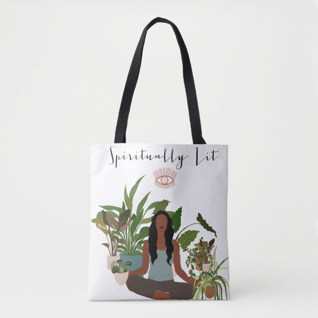 Black Woman Meditating Tote Tygkasse (Framsida)