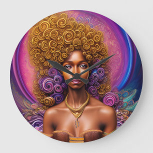 Black Woman Melanin Queen Brown Skin Sista Kvinnor Stor Klocka