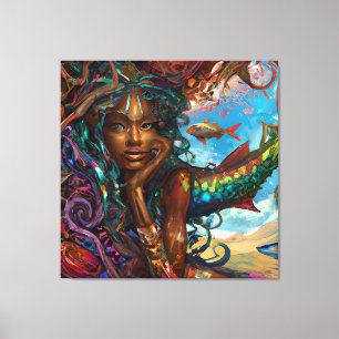 Black Woman Melanin Queen Brown Skin Sista Sjöjung Canvastryck