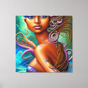 Black Woman Melanin Queen Brown Skin Sista Sjöjung Canvastryck