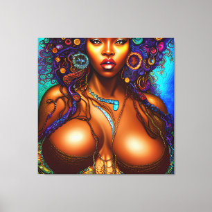 Black Woman Melanin Queen Brown Skin Sista Sjöjung Canvastryck