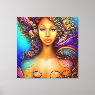 Black Woman Melanin Queen Brown Skin Sista Sjöjung Canvastryck