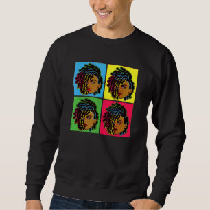 Black Woman Natural African American Lång Ärmad Tröja