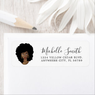 Black Woman, Natural Hair Returadress Etikett