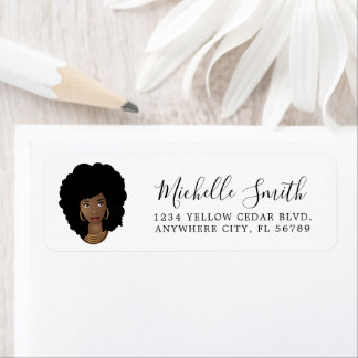 Black Woman, Natural Hair Returadress Etikett