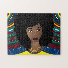 Black Woman, Natural Hair, stambakgrund Pussel