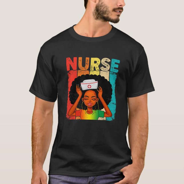 Black Woman Nurse Afro Black History Månth Junth T Shirt (Framsida)