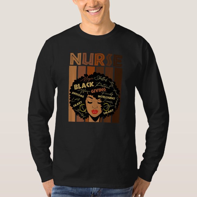 Black Woman Nurse Afro Love Melanin African Americ T Shirt (Framsida)