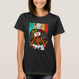 Black Woman Nurse Afro Retro Matching Black Histor T Shirt