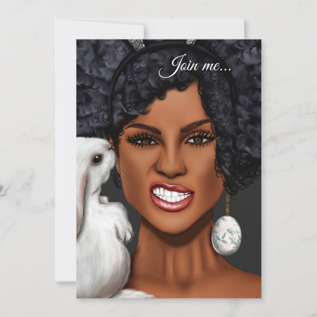 Black Woman Påsk Födelsedagsfest Inbjudningar (Framsida)