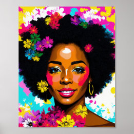 Black Woman Pop Art Multifärgad Poster