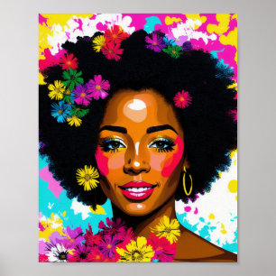 Black Woman Pop Art Multifärgad Poster