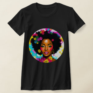 Black Woman Pop Art Multifärgad T Shirt