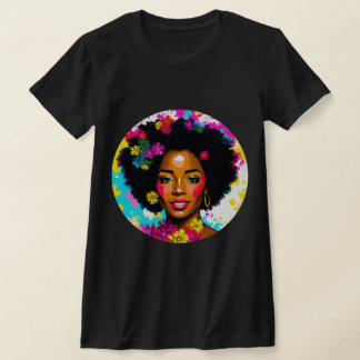 Black Woman Pop Art Multifärgad T Shirt