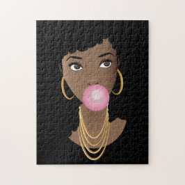 Black Woman Popping Rosa Bubblegum Pussel