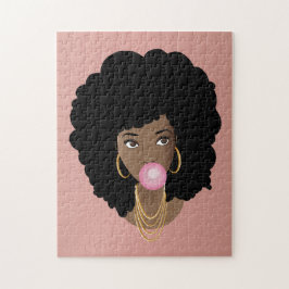 Black Woman Popping Rosa Bubblegum, Rosa Pussel