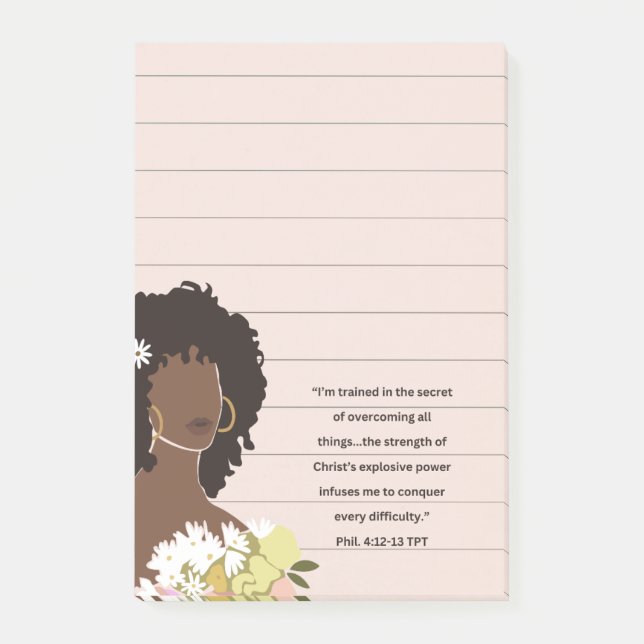 Black Woman Porträtt Christian Scripture Led Post-it Block (Framsida)