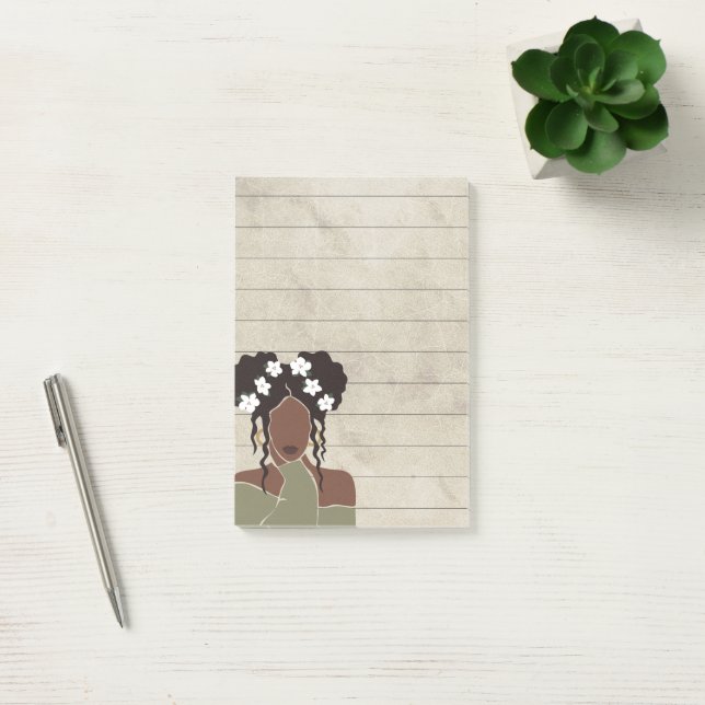 Black Woman Porträtt Led Sticky Post-it Block (Kontor)