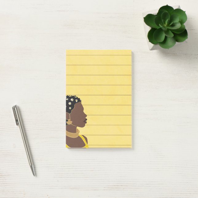 Black Woman Porträtt Led Sticky Post-it Block (Kontor)