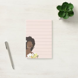 Black Woman Porträtt Led Sticky Post-it Block