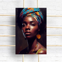 Black Woman Porträtt Oljemålning Poster