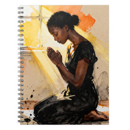 Black Woman Praying | Impasto Abstract Art Anteckningsbok