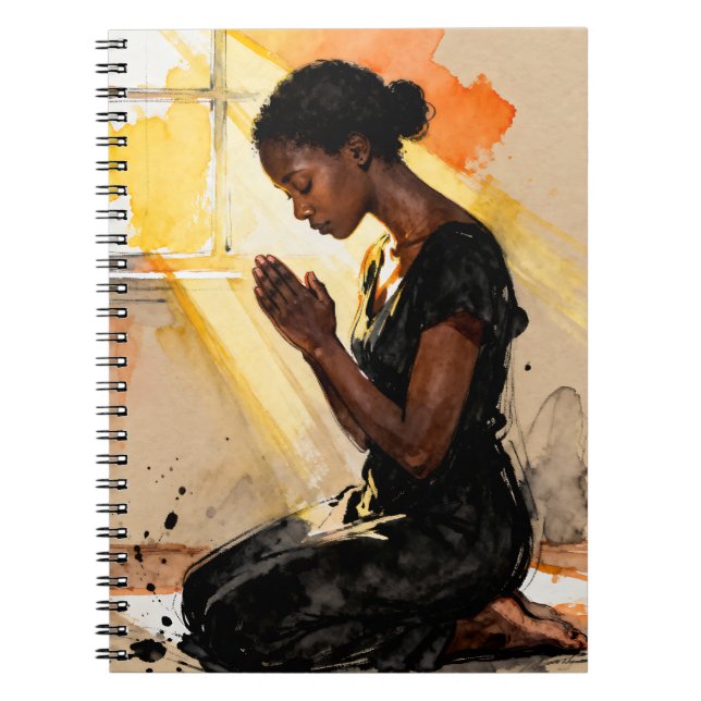 Black Woman Praying | Impasto Abstract Art Anteckningsbok (Framsidan)