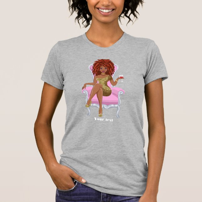 Black Woman Queen T Shirt (Framsida)