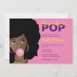 Black Woman-Redo till Pop, Bubblegum Theme, Rosa Inbjudningar