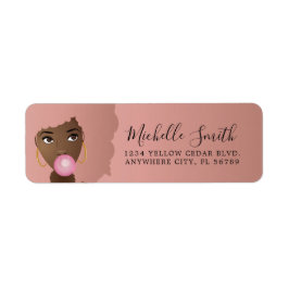 Black Woman, Rosa Afro, Bubblegum Returadress Etikett