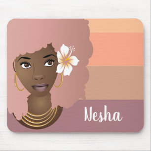Black Woman Rosa Afro, Orange Rosa Lila Rand Musmatta