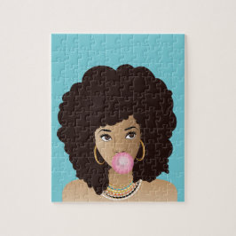 Black Woman, Rosa Bubblegum, Natural Hair, Blue Pussel