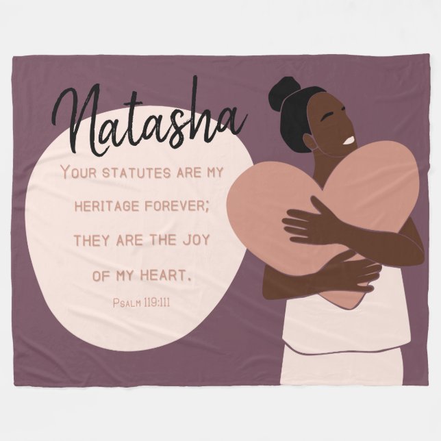 Black Woman Scripture Heart Personlig Plum Fleecefilt (Framsidan (Horisontell))