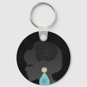 Black Woman Silhouette Mörk Glamor Nyckelring