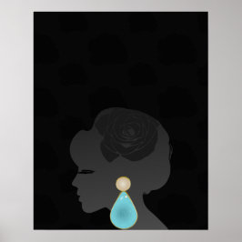 Black Woman Silhouette Mörk Glamor Poster