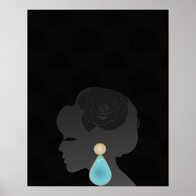 Black Woman Silhouette Mörk Glamor Poster (Framsidan)