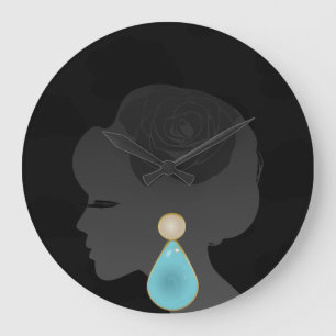 Black Woman Silhouette Mörk Glamor Stor Klocka
