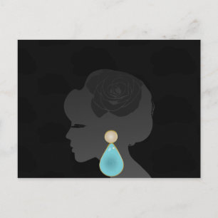 Black Woman Silhouette Mörk Glamor Vykort