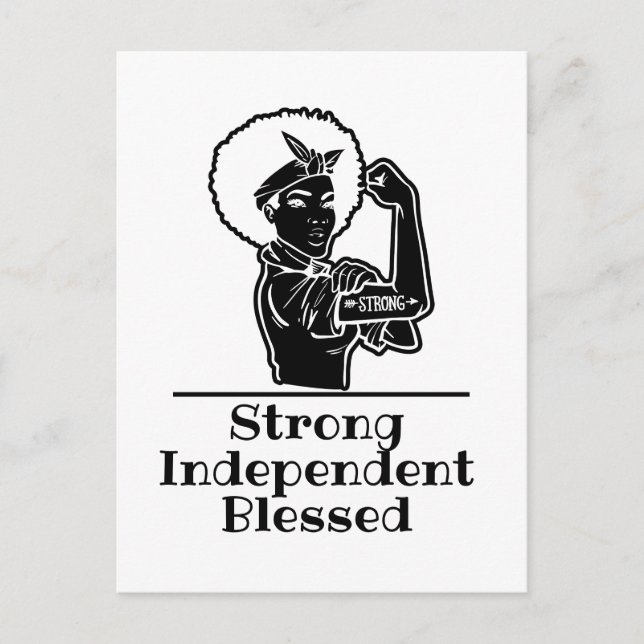 Black Woman Strong Vykort (Framsida)