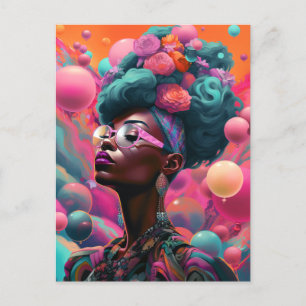 Black Woman Surreal Modern Pop Fantasy Art Vykort
