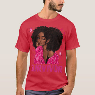 Black Woman Survivor Ribbon Bröstcancer överlevand T Shirt