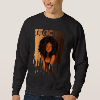 Black Woman Teacher Afro Melanin Black History Mon Lång Ärmad Tröja