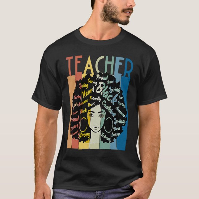 Black Woman Teacher Afro Retro Cool Black History  T Shirt (Framsida)